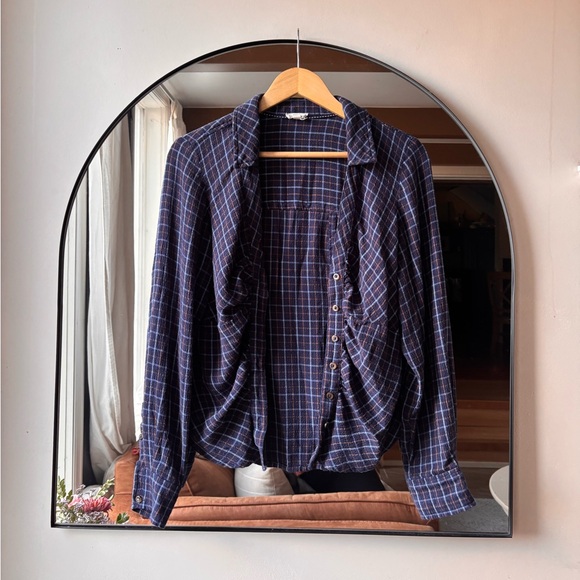 PILCRO | The Keaton ruched plaid long sleeve | size small - Picture 4 of 6